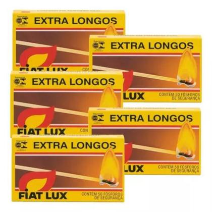 Imagem de 5 Caixas De Fosforo Extra Longo Fiat Lux Com 50 Unidades