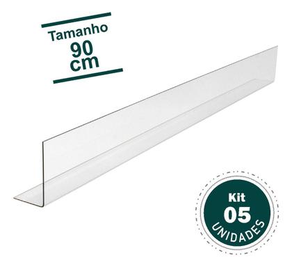 Imagem de 5 Cantoneira Aparadora Gôndola Pvc Cristal 90cm + Resistente