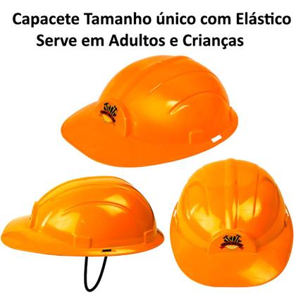 Imagem de 5 Capacetes Construtor Operário Infantil com Elástico Laranja para Sacola Surpresa