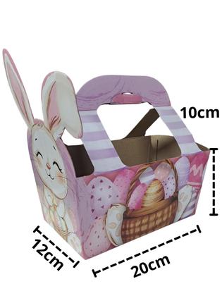 Imagem de 5 Cestinhas Papel Cartão Coelho de Páscoa 20x12x24cm