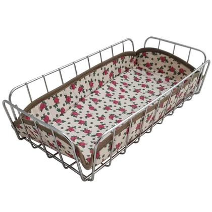 Imagem de 5 Cestos Porta Pão Bolo Aço Cromado com Forro 30x16cm Retang