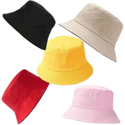 Imagem de 5 Chapéus Bucket Balde Dupla Face Liso Moda Street 2 Cores