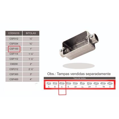 Imagem de 5 Condulete Medida 1 C Alumínio S/rosca S/placa Sieg