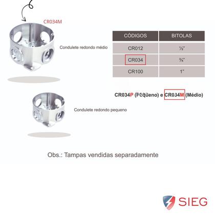 Imagem de 5 Condulete Redondo Múltiplo 3/4 De Polegada Alumínio Sieg