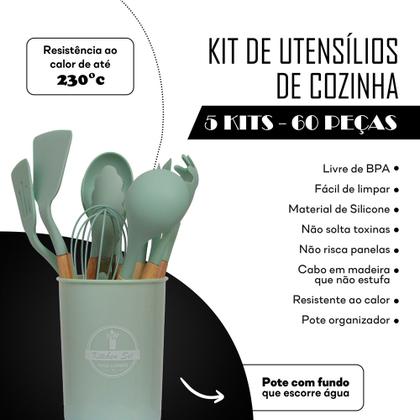 Imagem de 5 Conjunto Utensílios de Cozinha Silicone Colher Espátula