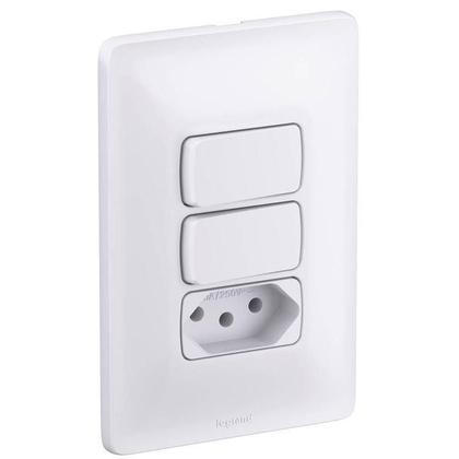 Imagem de 5 Conjuntos 2 Interruptores Simples + Tomada 10A Pial Zeffia