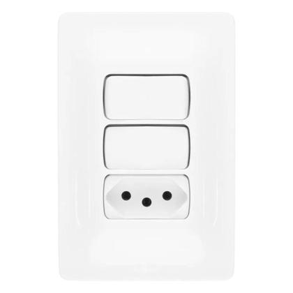 Imagem de 5 Conjuntos 2 Interruptores Simples + Tomada 10A Pial Zeffia