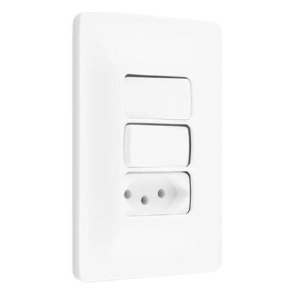 Imagem de 5 Conjuntos 2 Interruptores Simples + Tomada 10A Pial Zeffia