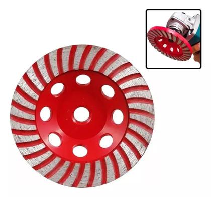 Imagem de 5 Discos Rebolo Diamantado 180mm Rosca M14 Concreto Pedra Vermelho