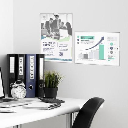 Imagem de 5 Display A5 Expositor Folhas Quadro Aviso Parede Pet Horiz