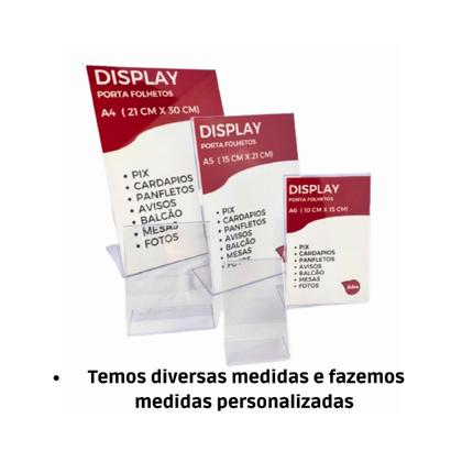 Imagem de 5 Display A6 L Expositor 10x15 Acrílico (PS) Pix QRcode Aviso Mesa Balcao Cardapio