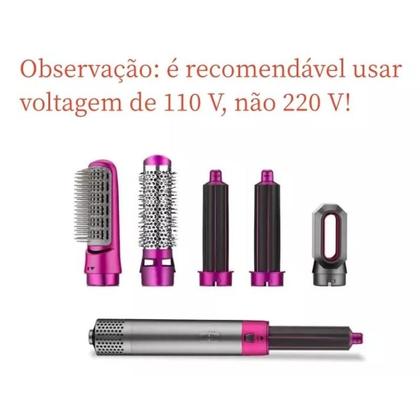 Imagem de 5 Em 1 Escova Secador De Cabelo Alisadora Profissional Para Penteado Feminino Eletrico 110v