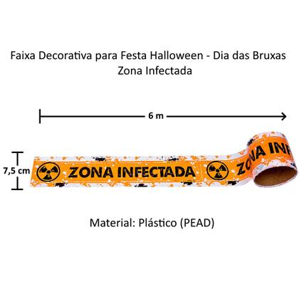 Imagem de 5 Faixa Laranja decorativa para Festa Halloween dia das Bruxas Zona Infectada