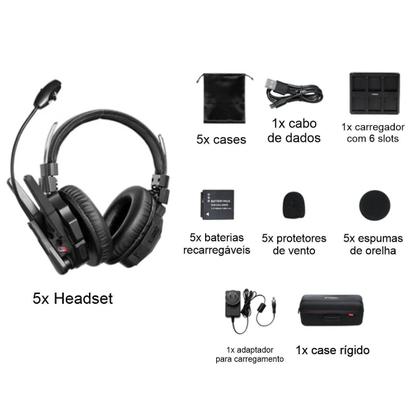 Imagem de 5 Fone Headset Intercom Xtalk Xmax 500m com cancelamento de ruído