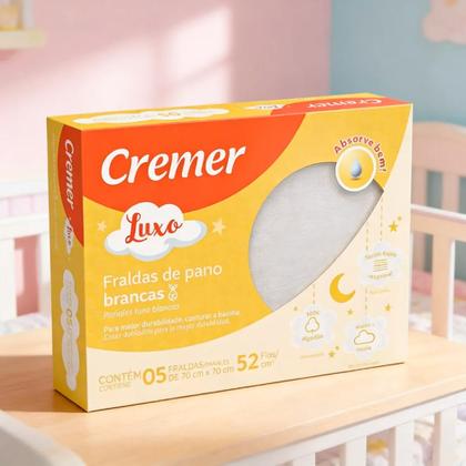 Imagem de 5 Fralda De Pano Pinte E Borde 70x70cm Cremer Com Croche
