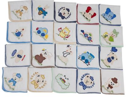 Imagem de 5 FRALDA DE PANO QUADRICULADA BORDADA 70 x 70Cm COM CROCHÊ