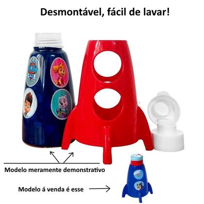 Imagem de 5 Garrafas Foguete Infantil que Gira Patrulha Canina Decoração e Sacolinha Surpresa