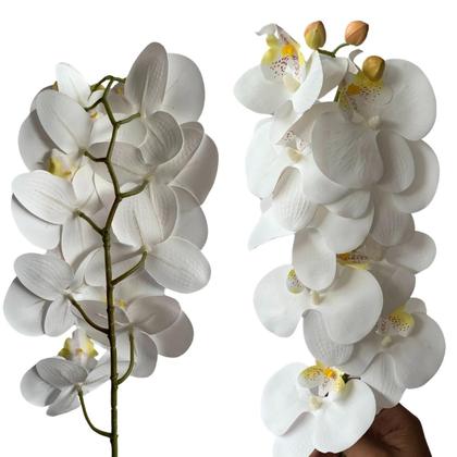 Imagem de 5 Hastes de Orquídea phalaenopsis Branca Artificial 100X15 Perfeita para Sala, Hall e Ambientes Internos DE1324