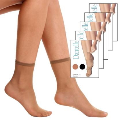 Imagem de 5 Meia Fina Transparente Soquete Fio 15 Dantelle Demillus 209870