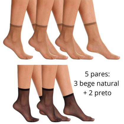 Imagem de 5 Meia Fina Transparente Soquete Fio 15 Dantelle Demillus 209870