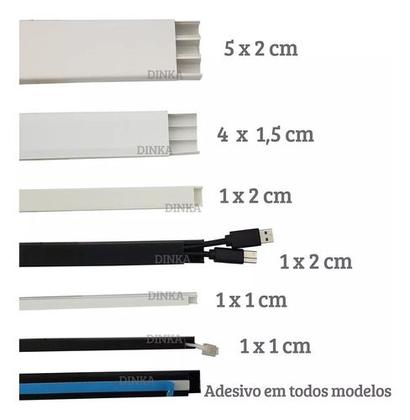 Imagem de 5 Metros Canaleta 50x20mm Preta Grossa Grande Larga Fio