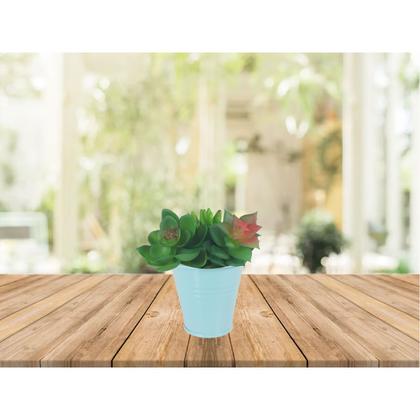 Imagem de 5 Mini vaso cachepot metal decorativo vasinho festa azul tur