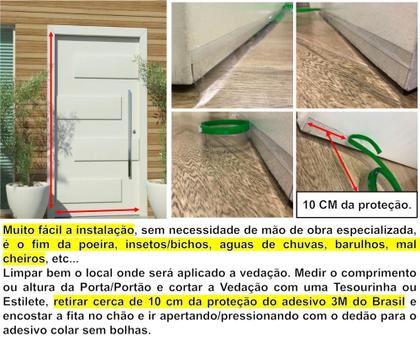 Imagem de 5 mt Veda Porta Transparente Pivotante Vidro box janela bicho chuva poeira som frio 2,5 Cm altura