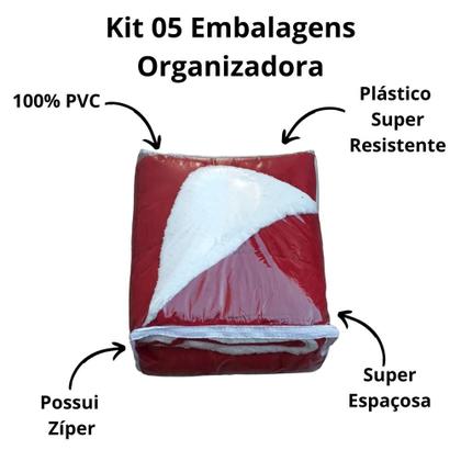 Imagem de 5 Organizadores Para Roupas Cama Mesa E Banho Gg Com Zíper