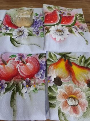 Imagem de 5 Panos De prato Pinturas feito a Mão Coloridos Artesanal