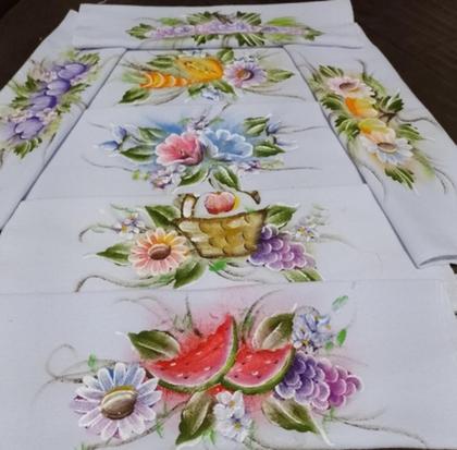 Imagem de 5 Panos De prato Pinturas feito a Mão Coloridos Artesanal