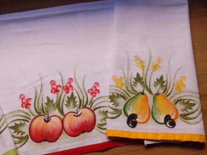 Imagem de 5 Panos De prato Pinturas feito a Mão Coloridos Artesanal