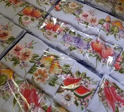 Imagem de 5 Panos De prato Pinturas feito a Mão Coloridos Artesanal