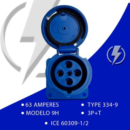 Imagem de 5 pcs Tomada Embutir 3P+T 63A 9H Azul 220/250V OMG-4549