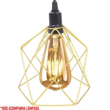 Imagem de 5 Pendentes Aramado Cálice Luminária Lustre Teto Retrô Vintage Industrial Balcão Dourado