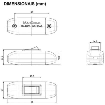 Imagem de 5 perinha interruptor abajur final cordao preto 10a ifc-100