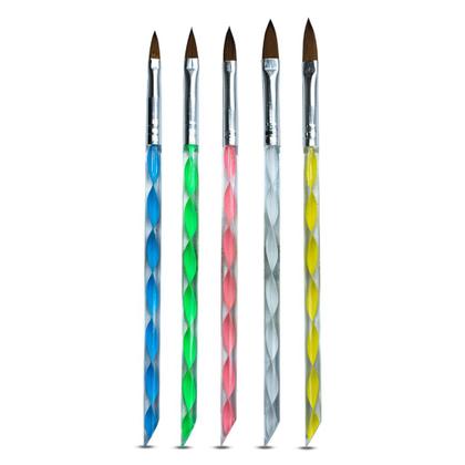 Imagem de 5 Pincéis para Decoração de Unhas Gel Acrílico Porcelana Aquarela Manicure