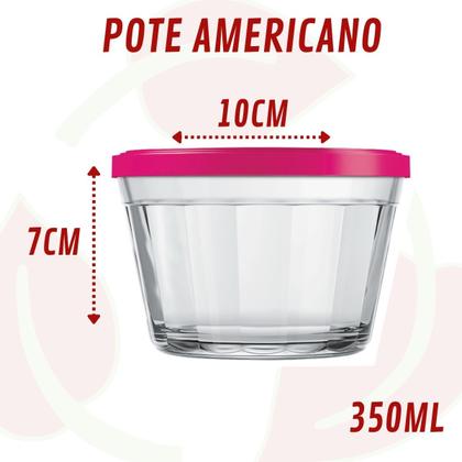 Imagem de 5 Pote de Vidro estilo Americano 350ML c/ Tampa Petisco