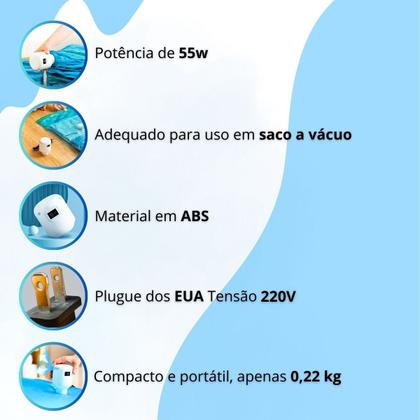 Imagem de 5 Saco Organizador A Vácuo 50x60 Com Bomba De Ar Elétrica