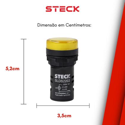 Imagem de 5 Sinaleiro LED 22,5mm Steck 220V Luminoso AM SLDS2203