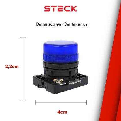 Imagem de 5 Sinaleiro LED Steck Luminoso Azul SLLSL4 Max Botton