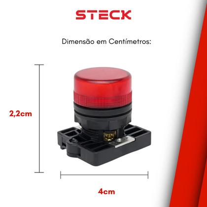 Imagem de 5 Sinaleiro LED Steck Luminoso Vermelho SLLSL1 Max Botton