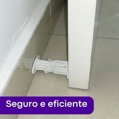 Imagem de 5 Trava Porta Batente Fixador Adesivo Rodapé Prendedor Amortecedor Marrom