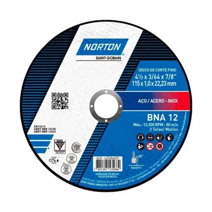 Imagem de 5 Un Disco De Corte Norton Bna 12 7 X 1,6Mm Para Aço E Inox