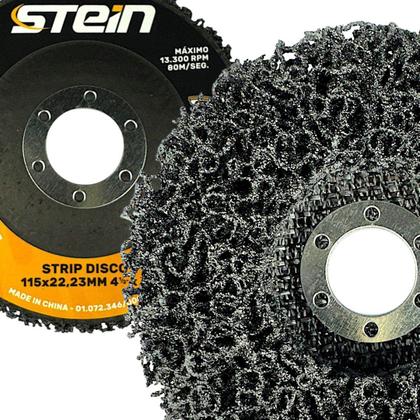 Imagem de 5 Unidades Disco Strip Stein 115 mm (4,5") x 22,2 mm  Limpeza de Tinta, Ferrugem e Resíduos.
