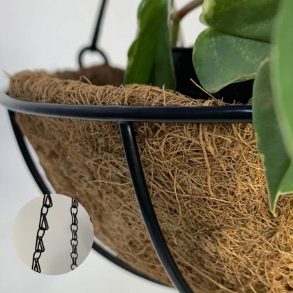 Imagem de 5 Vasos de Fibra de Coco 30cm Plantas Suspenso com Corrente