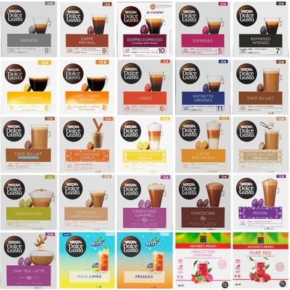 Imagem de 50 Cápsulas Dolce Gusto Sortidas Cafés Chás Espressos Cremosos Lançamentos Chocolate Filtrados