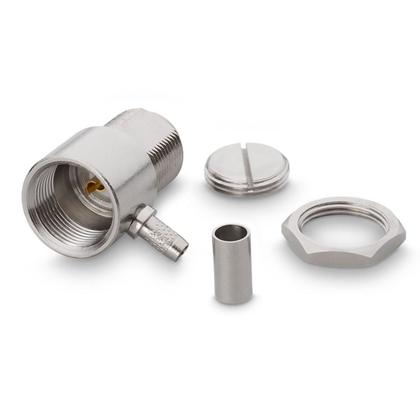 Imagem de 50 Conector Uhf Fêmea Crimpar Cachimbo Rg58 Angular 90 Graus