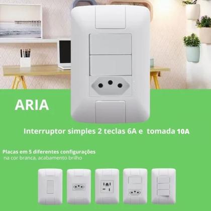 Imagem de 50 Conjunto 2 Interruptores Paralelo 6a + 1 Tomada 10a 250v