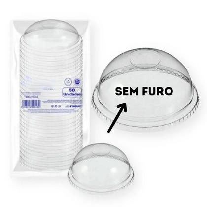 Imagem de 50 Copo C/ Tampa Bolha 300ml 330ml Transparente PP Plástico 79mm SC:Sem Furo