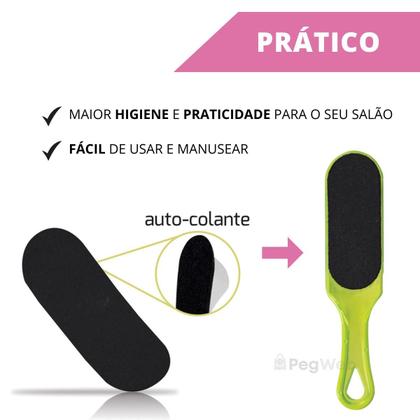 Imagem de 50 Lixas para Pés Refil Descartável com 1 Base Suporte Acrílico Profissional